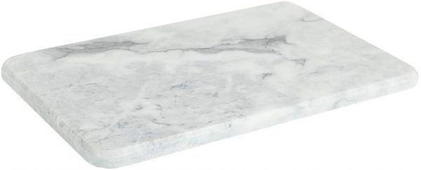 Home Basics - Tabla de cortar multiusos de mármol con pies antideslizantes para estabilidad y protección contra arañazos para encimera, fácil de limpiar, salvamanteles, color blanco