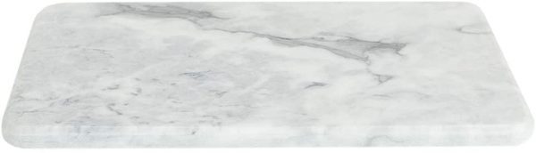 Home Basics - Tabla de cortar multiusos de mármol con pies antideslizantes para estabilidad y protección contra arañazos para encimera, fácil de limpiar, salvamanteles, color blanco - Imagen 3