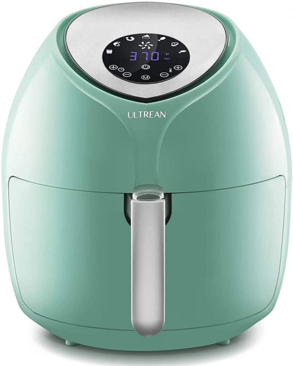 Ultrean freidora de aire de 8.5 cuartos de galón, freidoras eléctricas de aire caliente XL horno sin aceite con 7 presets, pantalla táctil digital LCD y cesta desmontable antiadherente, certificado UL, libro de cocina, 1 año de garantía, 1700 W (azul)