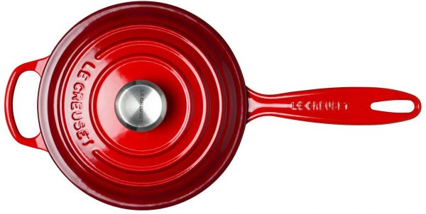 Le Creuset - Juego completo de utensilios de cocina (8 piezas, hierro fundido esmaltado, con botones SS, gres y antiadherente endurecido, antiadherente, color cereza - Imagen 4