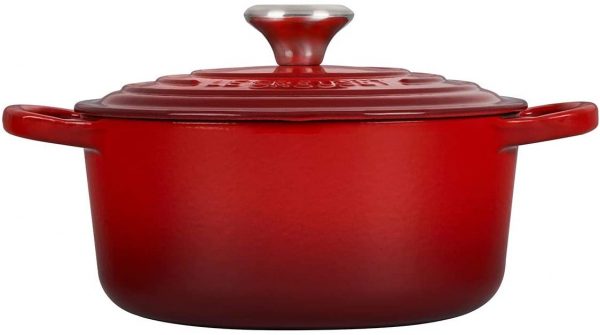 Le Creuset - Juego completo de utensilios de cocina (8 piezas, hierro fundido esmaltado, con botones SS, gres y antiadherente endurecido, antiadherente, color cereza - Imagen 8