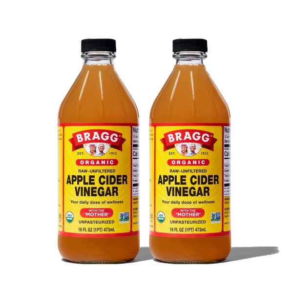 Bragg - Vinagre de sidra de manzana orgánico con la madre, producto orgánico certificado por el Departamento de Agricultura de los Estados Unidos (USDA), crudo, todos ingredientes naturales sin filtrar