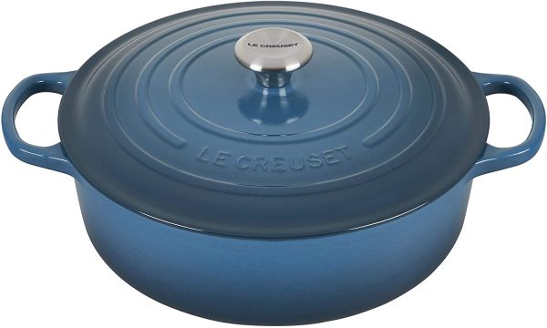 Le Creuset - Olla holandesa ancha, redonda y única de hierro fundido esmaltado, de 7.7 litros, color cerceta profundo - Imagen 7