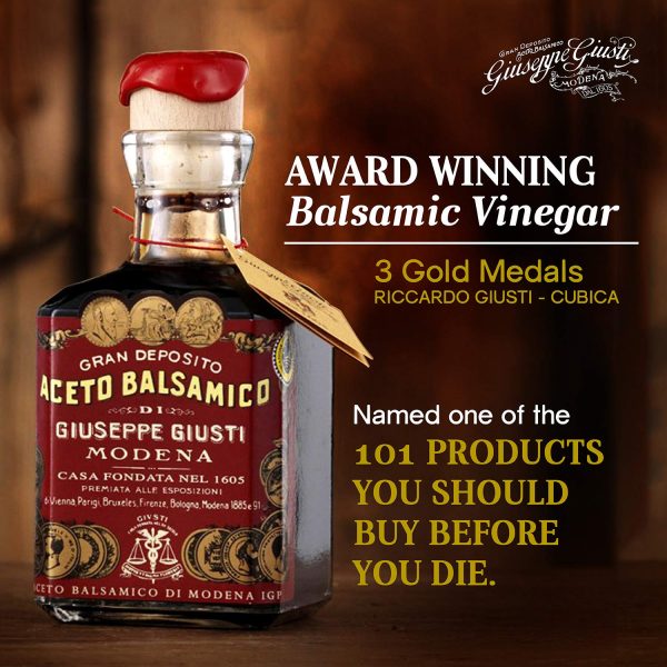 Giuseppe Giusti Gran Deposito Aceto Balsamico Di Módena Vinagre Balsámico Italiano envejecido, 8.45 Fl Oz (Paquete de 1) - Imagen 3