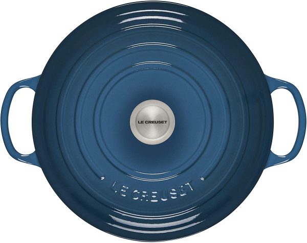 Le Creuset - Olla holandesa ancha, redonda y única de hierro fundido esmaltado, de 7.7 litros, color cerceta profundo - Imagen 6