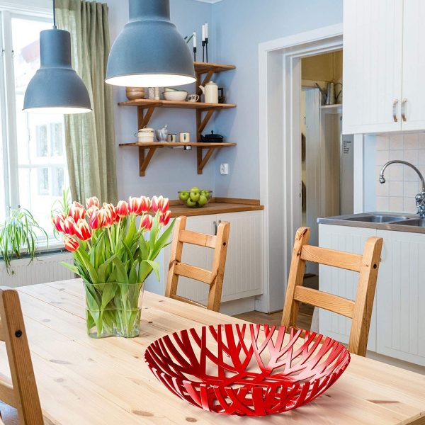 Df - Cesta para frutas y verduras para encimeras, cocina, encimera, decoración del hogar, fabricación europea, color rojo - Imagen 4