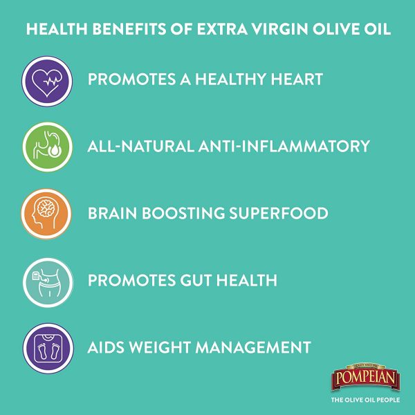 Aceite de Oliva Virgen Extra Pompeian Robusto, Primer Presionado en Frío Sabor Completo de Cuerpo, Perfecto para Aderezos y Adobinados, 101 FL. OZ. - Imagen 3