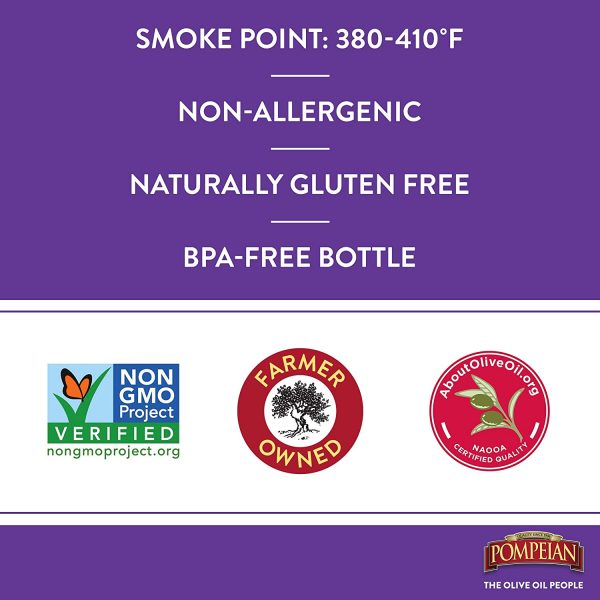 Aceite de Oliva Virgen Extra Pompeian Robusto, Primer Presionado en Frío Sabor Completo de Cuerpo, Perfecto para Aderezos y Adobinados, 101 FL. OZ. - Imagen 4
