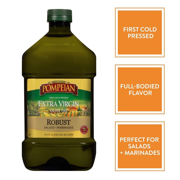 Aceite de Oliva Virgen Extra Pompeian Robusto, Primer Presionado en Frío Sabor Completo de Cuerpo, Perfecto para Aderezos y Adobinados, 101 FL. OZ. - Imagen 5