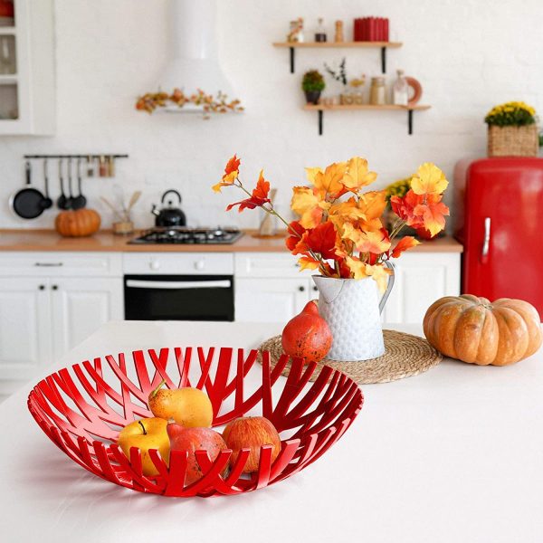 Df - Cesta para frutas y verduras para encimeras, cocina, encimera, decoración del hogar, fabricación europea, color rojo - Imagen 2