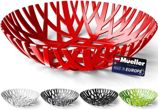 Df - Cesta para frutas y verduras para encimeras, cocina, encimera, decoración del hogar, fabricación europea, color rojo
